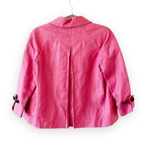 Talbots Linen Blend Blazer Barbie Pink Trapeze Style Women’s Size 10P‎ Spring - Picture 2 of 8